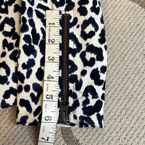 J.Crew Blue White Leopard zipper front Collarless Career Spring Blazer Jacket - Picture 10 of 15